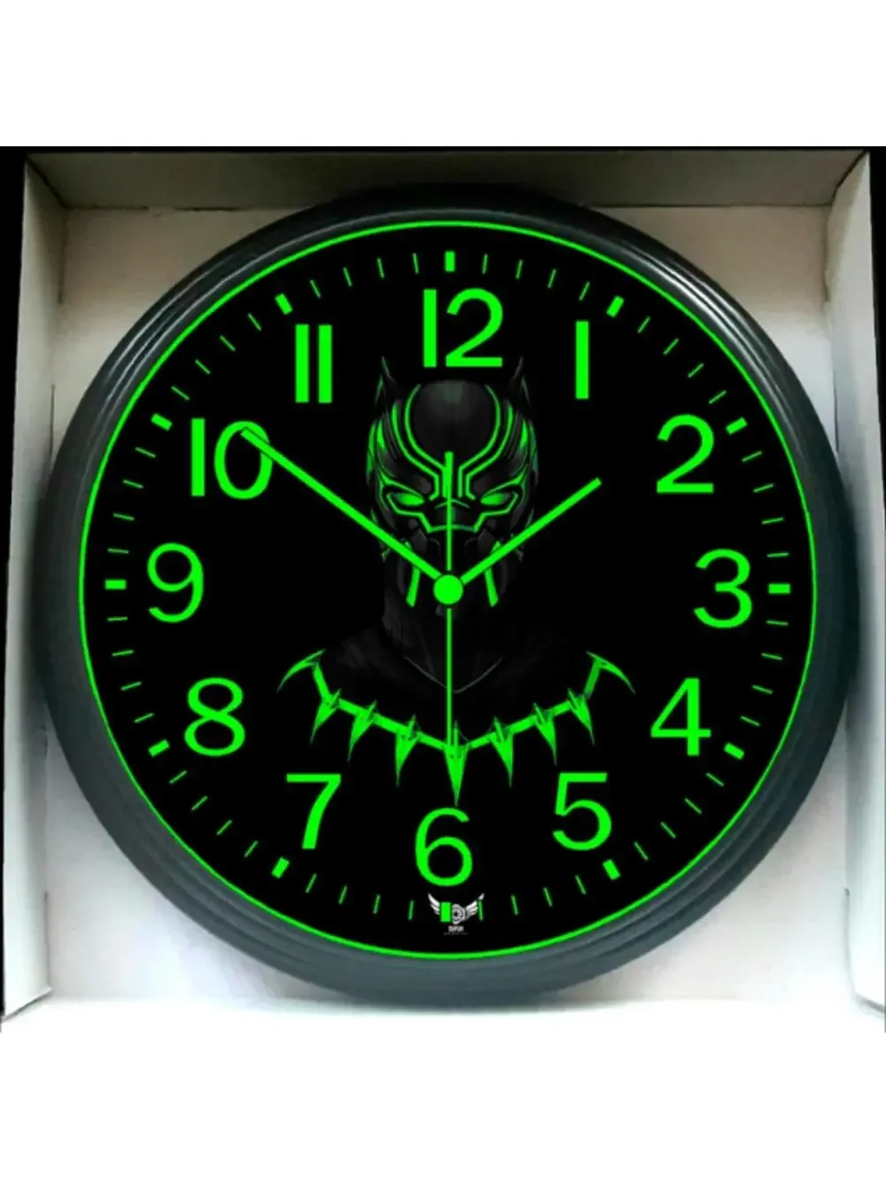 Black Panther Wakanda Glow In The Dark Wall Clock New!